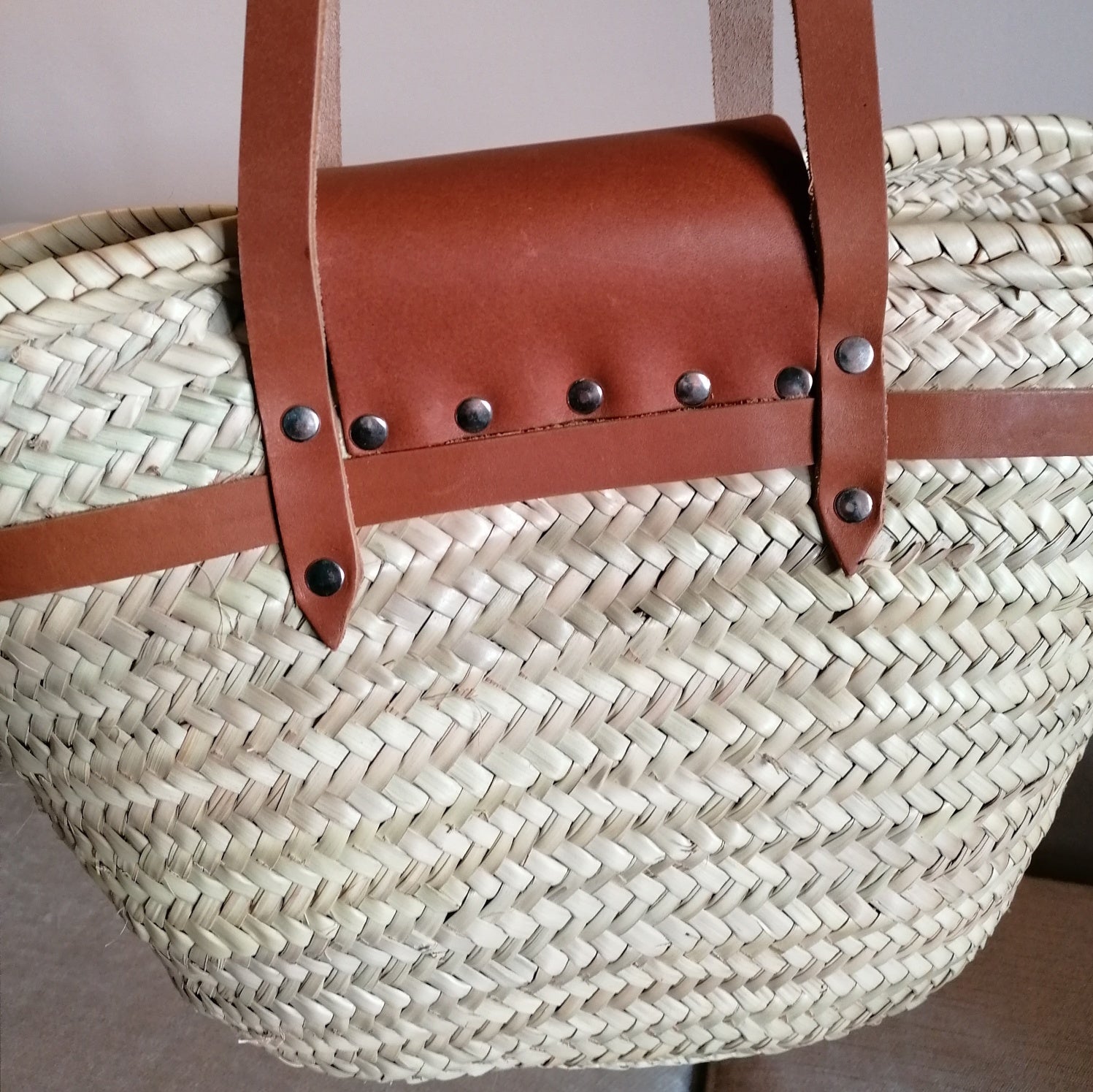 Luxury reed and leather French basket